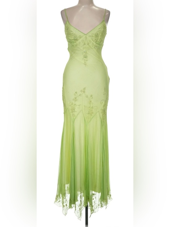 Papell Boutique Dresses & Skirts - Papell Boutique Evening Vintage Silk Beaded Maxi Dress in Light Green Size 6